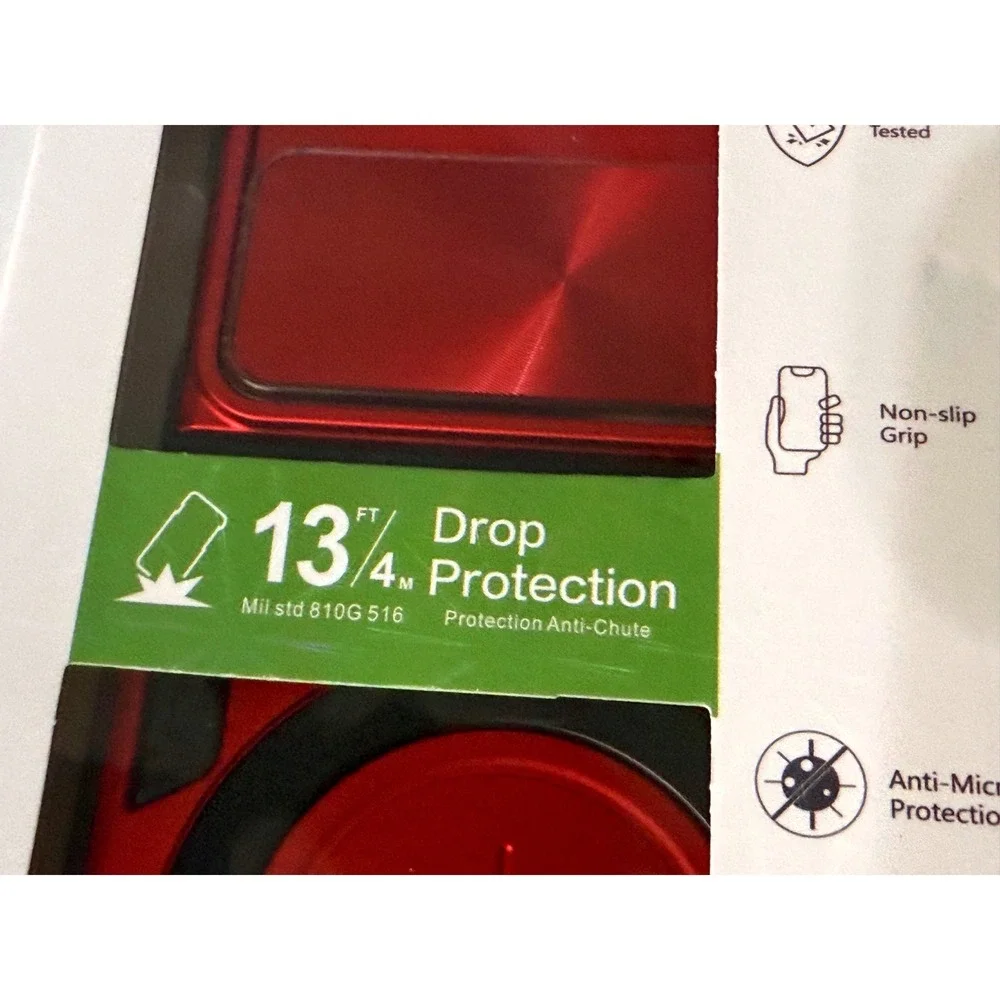 Electronic World Moto Razr Ring Stand Case Red 13ft Drop Protection MOTRZ-RG-RED